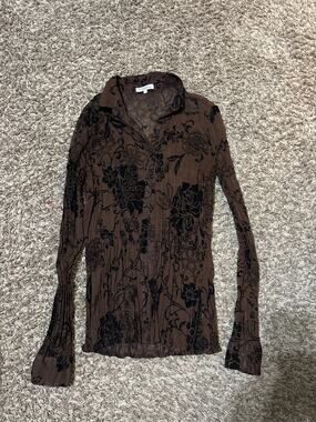 Claudia Richard Y2K Long Sleeve Top S Coffee Mocha Mousse Chocolate Brown